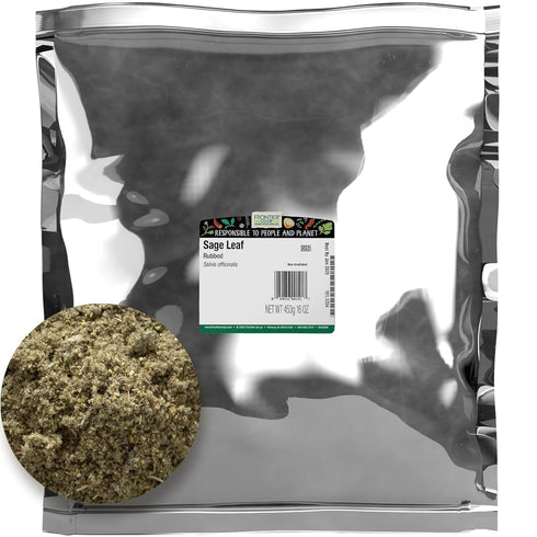 Frontier Co-op Rubbed Sage Leaf, 1-Pound, Sweet, Earthy Flavor With Hints of