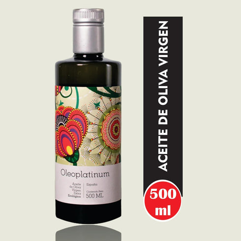 100% 16.9 oz (500ml) Pack 1 OLEOPLATINUM | Organic Extra Virgin Olive Oil from Spain | fl |
