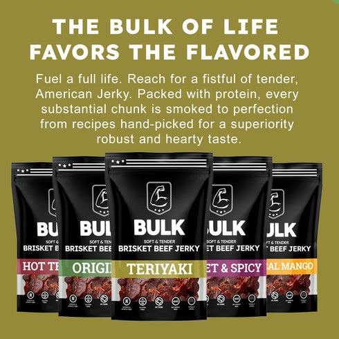 Packs Protein-Packed 2.25 (Pack 1) Bulk Beef Jerky - Brisket Jerky - Soft and Tender - All Natural - Beef Jerky Snack
