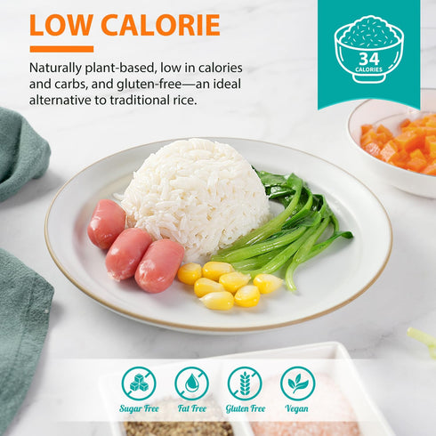8.8oz (250g), Soeos Organic Konjac Rice, Dried Shirataki Rice, Gluten Free, Plant-Based, Low Carbs, Quick-Cooking Rice