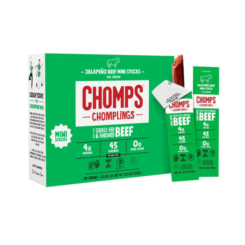 Chomps Snack Size Grass-Fed and Finished Jalapeo Beef Jerky Snack Sticks 0.5oz