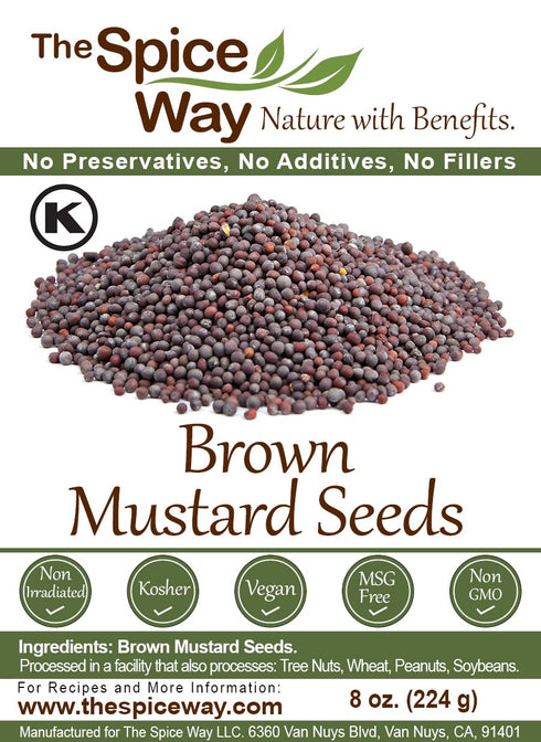 The Spice Way Brown Mustard Seeds, Whole Seeds, 8 oz