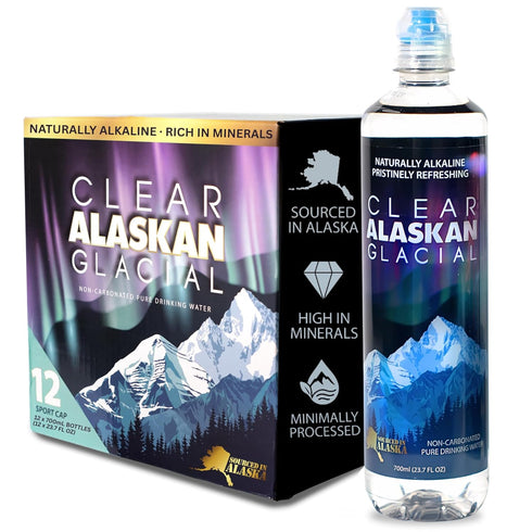 Clear Alaskan Fresh Glacier Water - Naturally Alkaline Glacial Water, rich in