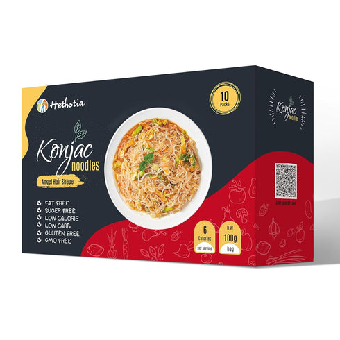 Hethstia Konjac Noodle Ready-to-Eat Shirataki Angel Hair, Low Carb, Low Calorie, Keto,