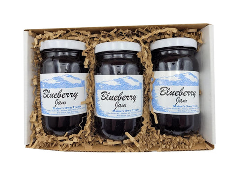 Box of Maine 3 Pack Set Wild Maine Blueberry Jam - Small Batch Made in Maine - - Holiday Gift