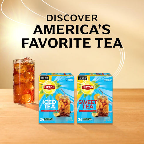 24-Pack Lipton Unsweetened Black Iced Tea K-Cups for Keurig Coffee Makers - Rainforest Alliance Certified Tea Pods