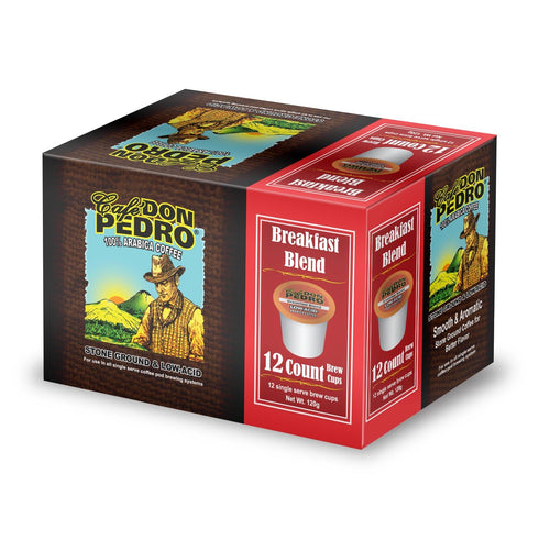 '-72 -100% Cafe Don Pedro Breakfast Blend Low Acid Coffee Pods for Keurig K-cup K Cups - Medium Roast, Naturally Low