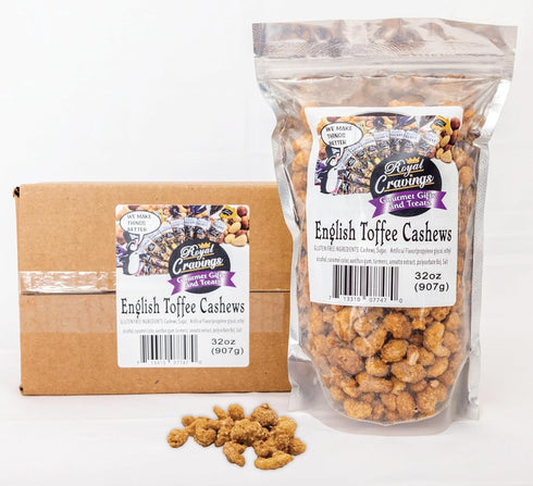 Royal Cravings - Butter Toffee Cashews, English Toffee Cashews - Sweet Crunch