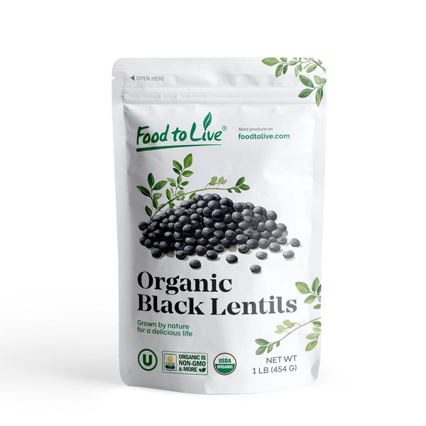 Food to Live Organic Black Lentils, 1 Pound Non-GMO, Whole Dry Pulses,