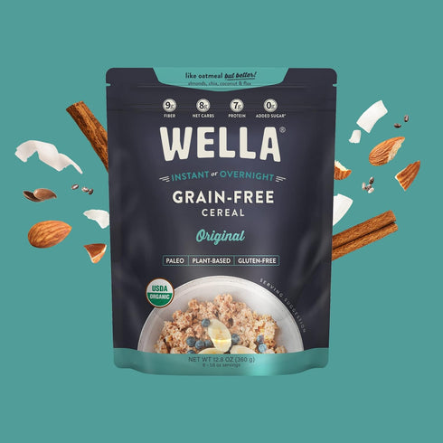 (1 Count, 12.8 oz. Wella Cereal Oatmeal Alternative, Gluten-Free Breakfast Hot Cereal, Grain-Free Paleo Organic Vegan