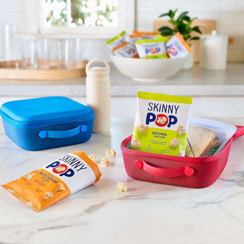 Pack, 0.5oz (40ct) SkinnyPop Popcorn, Original and Dairy-Free White Cheddar Variety Whole Grain Snack