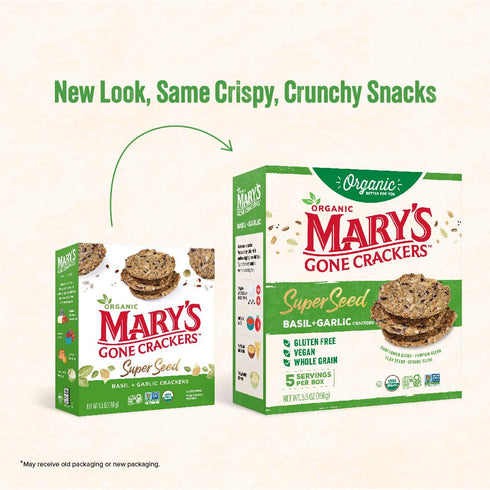 Mary's Gone Crackers Super Seed Crackers, Organic Plant Based Protein, Gluten Free, 5.5 Ounce