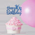 Royal Blue Glitter Happy 16th Birthday Cake Topper, Cheers to 16 Years Party Supplies, 16th Birthday Decorations