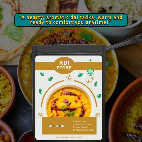 Store 55g KDI Dal Tadka, Ready to Eat Indian Lentil Curry, USDA Organic, Freeze Dried, Fully Cooked