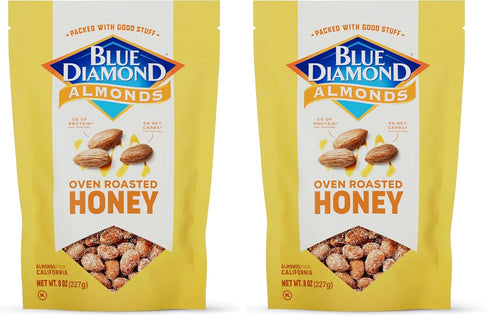 Blue Diamond Almonds, Premium Roasted Honey Snack Nuts For Sweet Treats, With