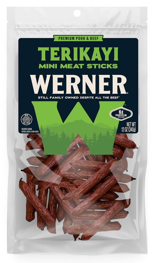 Pack 3 12 Werner Mini Teriyaki Meat Sticks of Ounce Resealable Bag