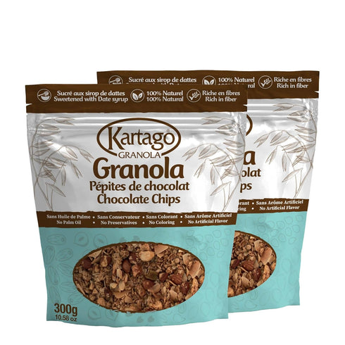 Kartago High Protein Granola, Chocolate Chip Granola Cereals, Naturally Sweetened with Date