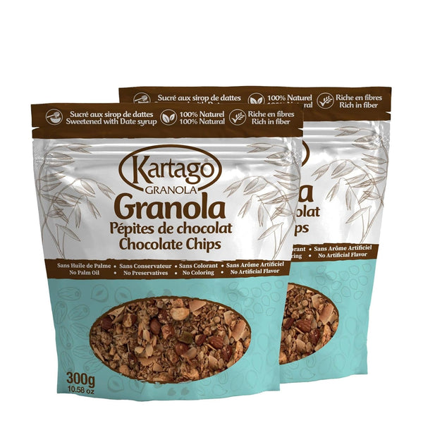 Kartago High Protein Granola, Chocolate Chip Granola Cereals, Naturally Sweetened with Date