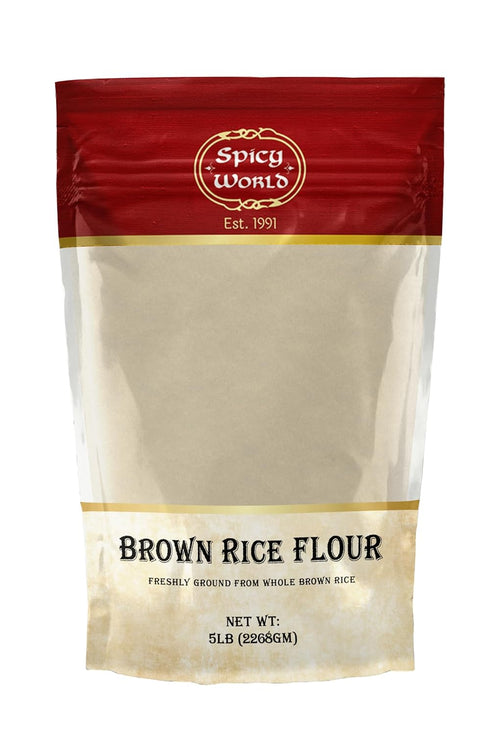 Spicy World Brown Rice Flour 5 LB Bulk | Resealable Bag | USA Grown,