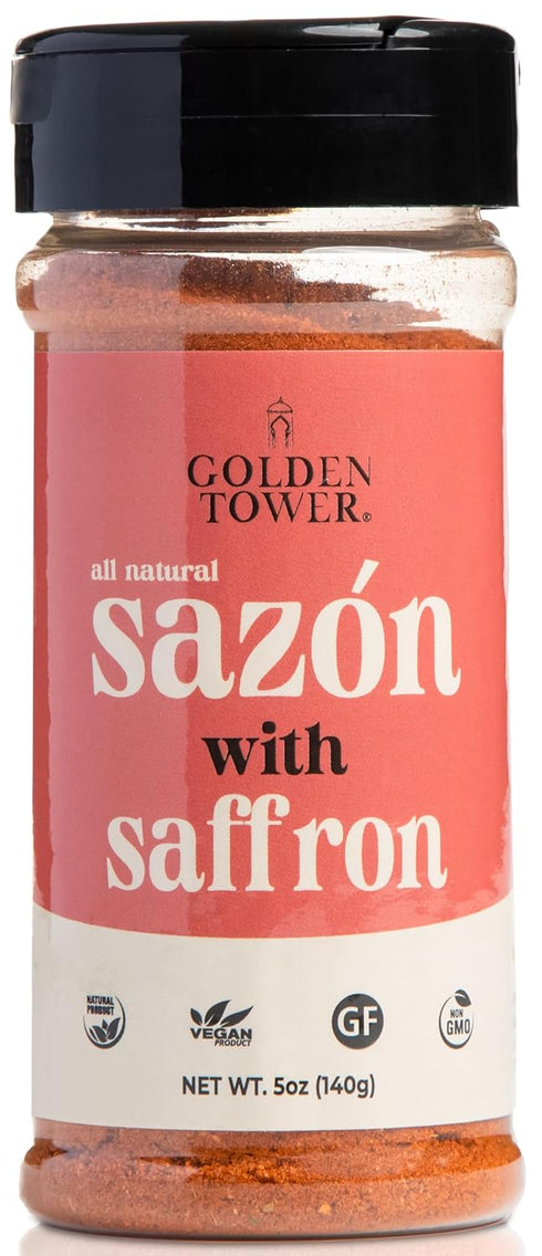 Golden Tower Sazon with Saffron - All Natural Seasoning, Non-GMO, Gluten Free, Vegan