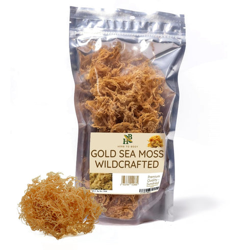 Herb To Body Irish Sea Moss, 4oz Gold, 100% Wildcrafted Raw and Dried Vegan Superfood