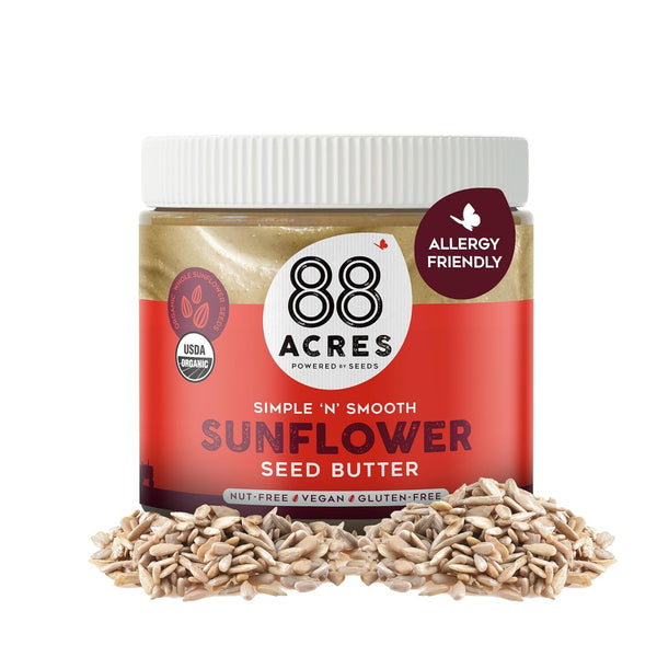 88 Acres Organic Sunflower Seed Butter, 14 oz Jar, 2 Pack, Butter
