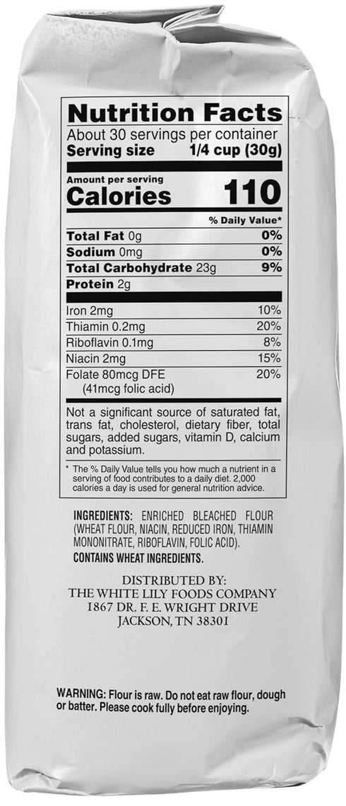 White Lily 2 lb. (2-Pack) All-Purpose Bleached Wheat Flour by
