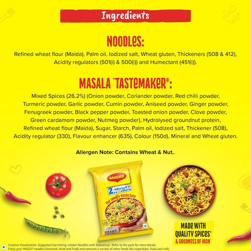2-Minute (280g MAGGI Instant Masala Noodles, Iron Fortified, Made With Premium Spices Pouch)