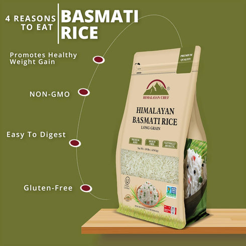 10 lbs.(Packaging Himalayan Chef Basmati Rice,Extra Long Grain Rice Fluffy Quick Cooking Aromatic - May Vary)