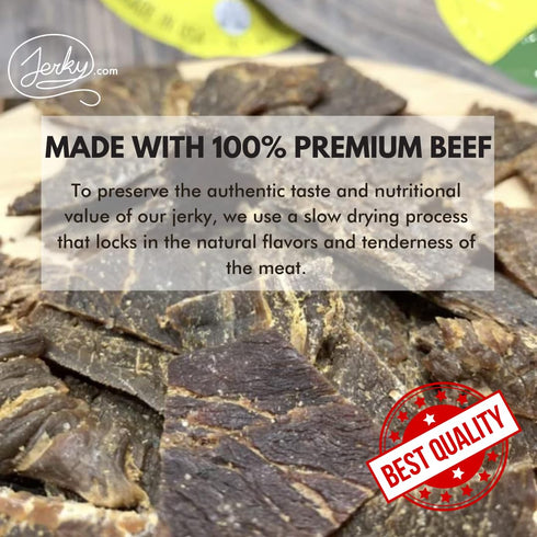 (5 2.5 oz. Jerky.com Beef Jerky Combo - Featuring Flavors Hot, Teriyaki, Original, Sweet & Spicy, Black Pepper