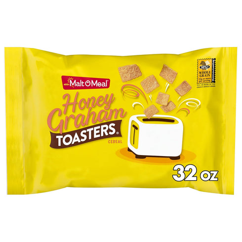 Malt-O-Meal Honey Graham Toasters Breakfast Cereal, Honey Graham Squares, Super-Size Bagged Cereal,