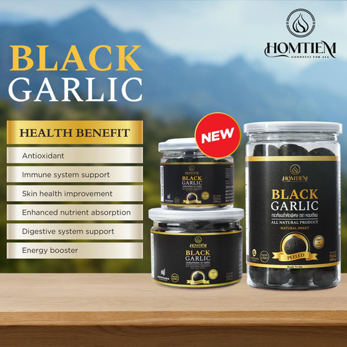 8.82oz(250g), 90 Homtiem Black Garlic Whole Peeled Black Garlic, Natural organic sause whole cloves fermenter for Days