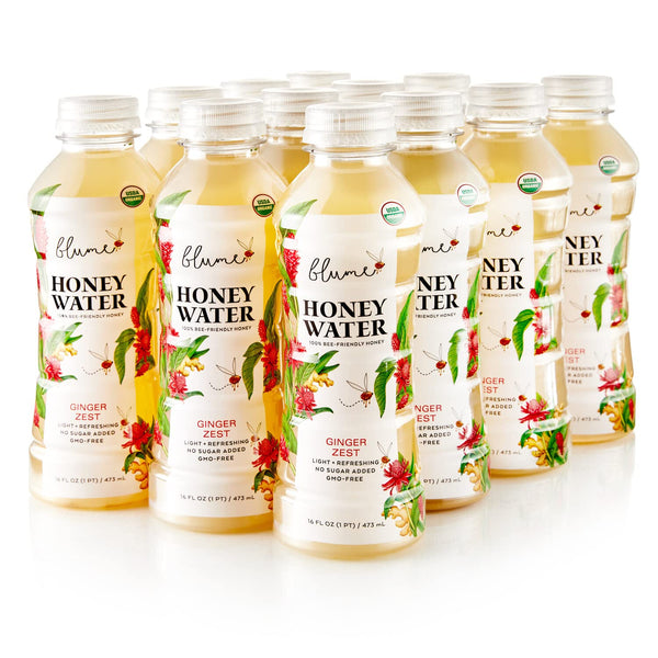 Blume Honey Water Certified Organic Ginger Zest, Made with Real Organic Honey,