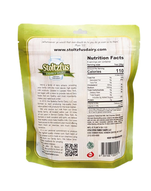 Generic 8 oz, 1 Stoltzfus Family Dairy Fresh Cheese Curds Dill and Garlic