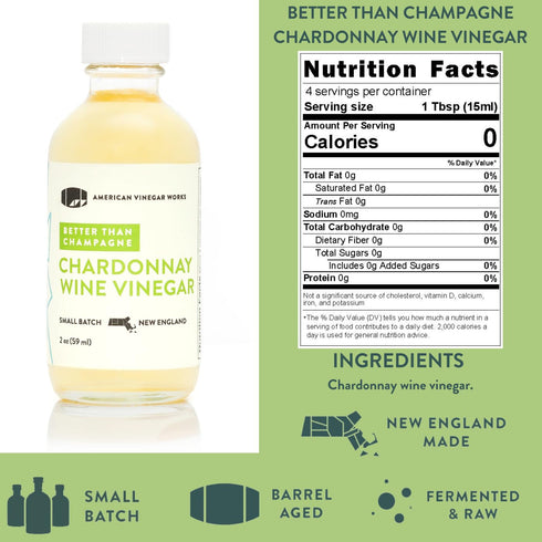 Pack 2oz 5 Pack American Vinegar Works - Essentials Plus Vinegar Sampler - Includes Apple Cider, Red Wine, Champagne