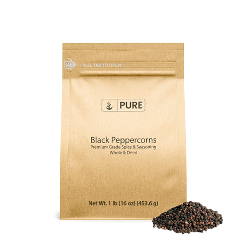 Black Peppercorns (1 lb) - PURE ORIGINAL INGREDIENTS Seasoning, Flavoring Agent, Eco-Friendly