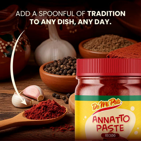16 Oz, 1-Pack De Mi Pais Pasta Recado, Jumbo Size Annato Paste, for Authentic Achiote Seasoning, Perfect for Tacos