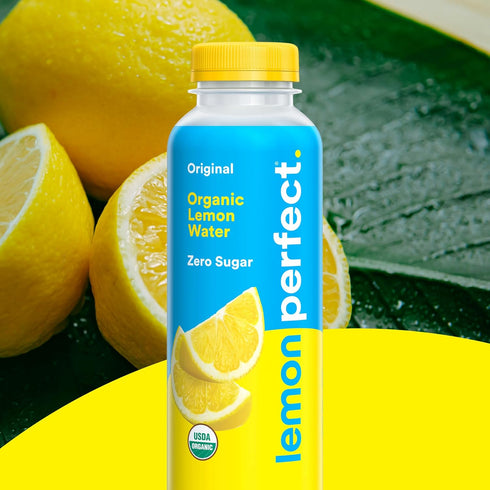 15.2 oz (12-Pack) Lemon Perfect Original, Flavored Lemon Water, Organic, Zero Sugar, Healthy Hydration Drinks, fl