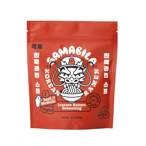 Beef Instant Ramen Seasoning Powder by SAMABILA - Gluten Free, Vegan, Medium Spicy - 5 oz