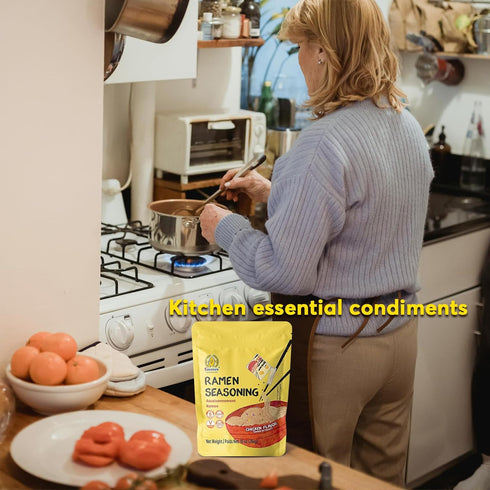 SUNGIVEN 10 oz Chicken Instant Ramen Seasoning Powder, Vegan, Mild Premium Instant Noodle Soup Powder, Ramen Toppings