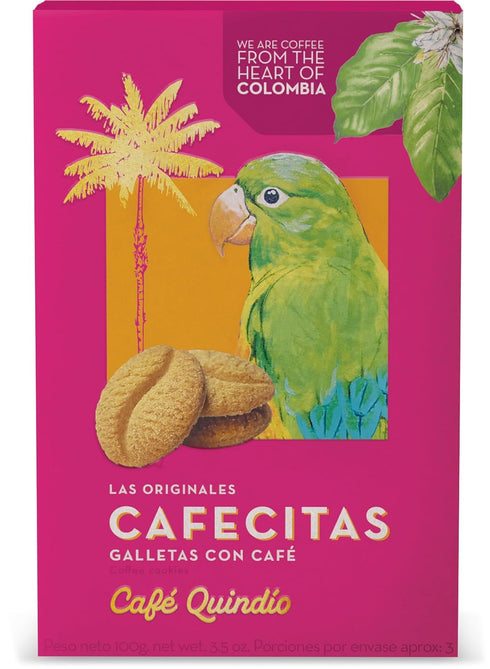 Cafe Quindio Coffee Cookies Cafecitas - 3.5 oz (100g) Box - Approximately 22 Cookies