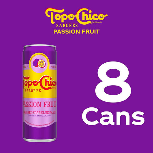 12 oz, 8 Pack Topo Chico Sabores Passionfruit Flavored Sparkling Water, fl