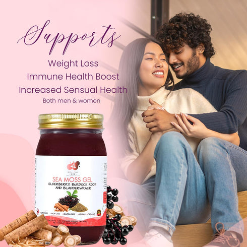 90 (16 oz.) Healthy Herbs Sea Moss Gel (Elderberry) Wildcrafted from Jamaican St Lucia Gold Seamoss | Wild-Harvested