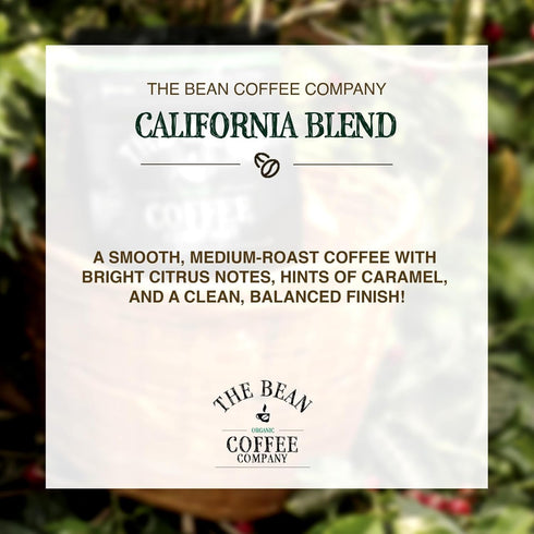 16-Ounce The Bean Organic Coffee Company California Blend, Medium Roast, Whole Bean Coffee, Bag