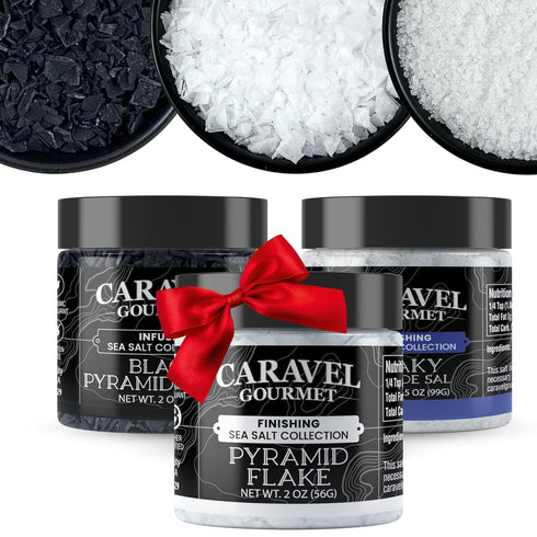 Flaky Sea Salt Gift Bundle - 3-Pack Fleur de Sel, Black Pyramid,