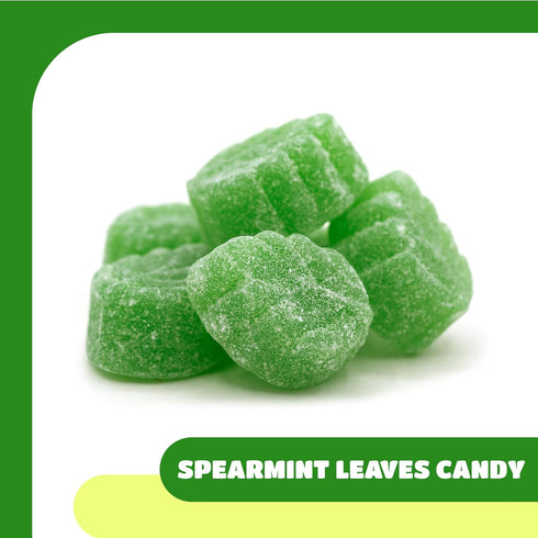 2 Spearmint Leaves Jelly Candy - Pound Bulk Bag - Classic Spearmint Candy with Soft Chewy Texture - Leaf Shaped Mint
