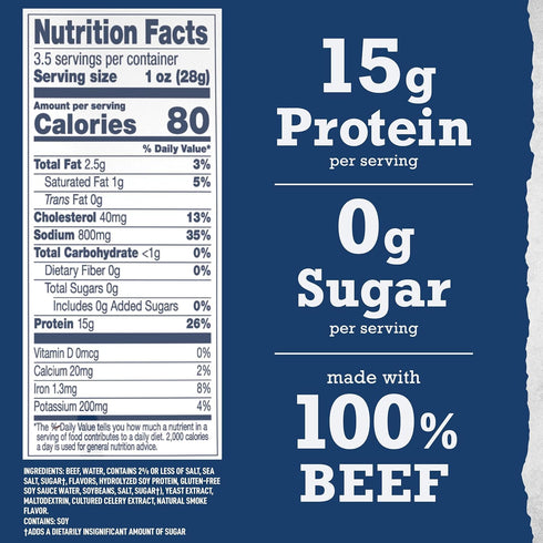 100% 15g 3.5 (Pack 4) Wild River Original Beef Jerky, Old Fashioned Beef Jerky, Gluten Free, Deliciously Seasoned