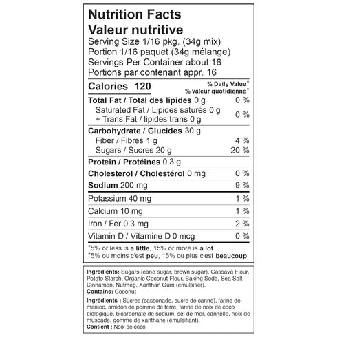 19oz XO Baking Co. Gluten Free Gourmet Pumpkin Bread Mix; Non GMO; Kosher; Rice Free; Dairy Free, Peanut Free; Soy