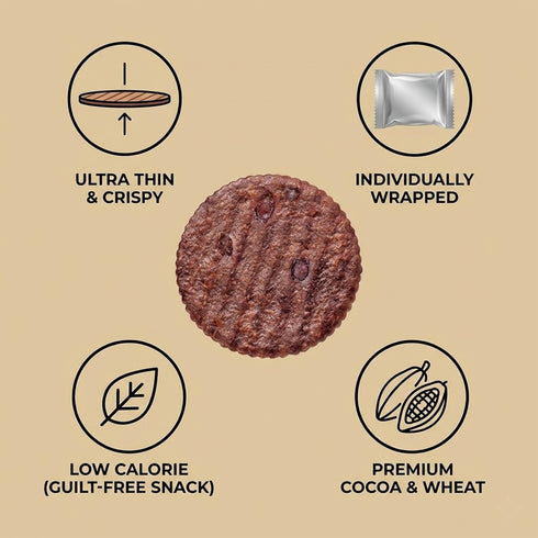 (3 PACK,18.9 Vloong Cocoa & Chocolate Sweet Snack Cracker, Baked Crisp Cookie Thins with No Artificial Flavors, Healthy