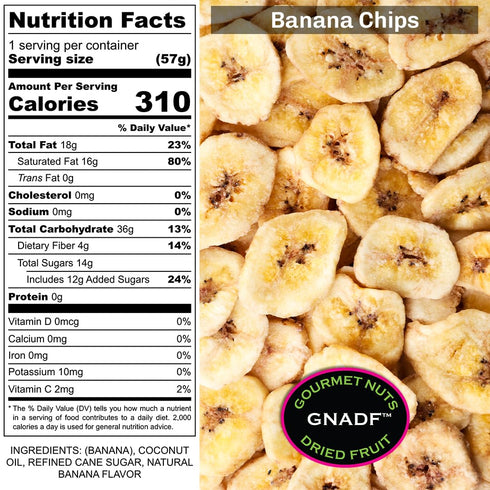 5, 10, 25 Lb. (5 lbs) GNADF | Sweetened Banana Chips | Available in sizes | Gourmet Nuts And Dried Fruit |